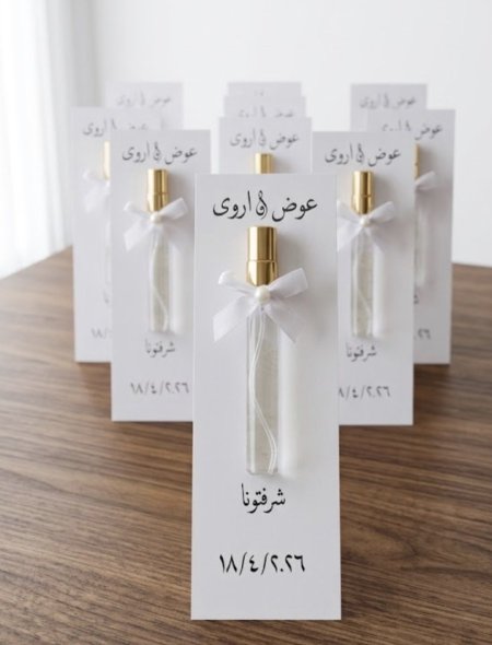 عطر غطاء ذهبي مع بطاقة شكل مستطيل
