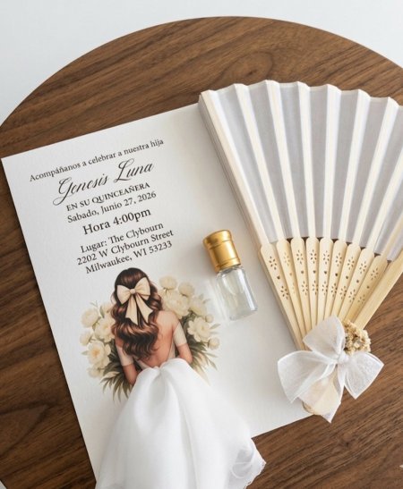مروحة مع بطاقة ومنديل