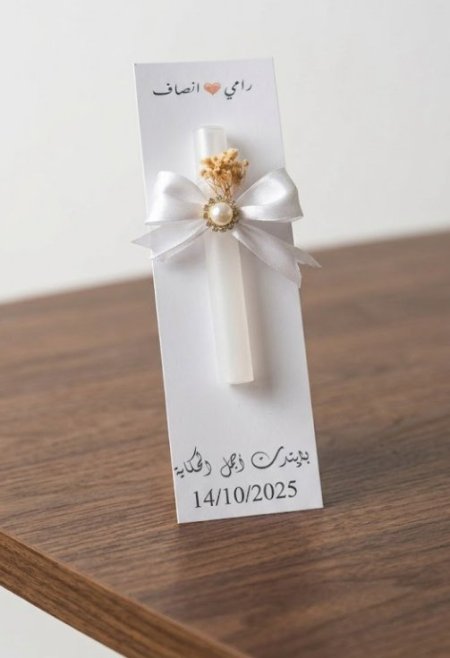 عطر مع بطاقة غطاء شفاف مع كرسال وببيونة