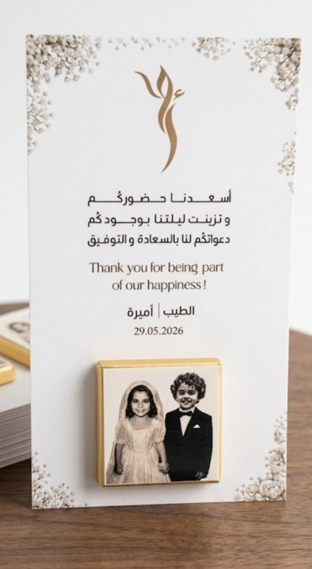 بطاقات عرسان مع شوكلاتة مع تصميم اطفال