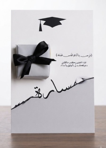 بطاقة مع تصميم باسم الخريجة