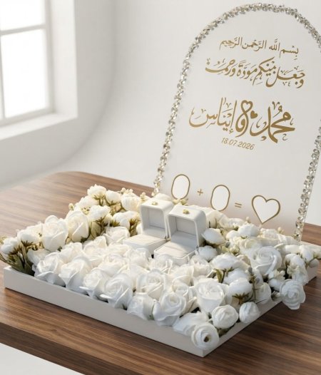 ستاند بصمة مع صينية مزينة بالورود